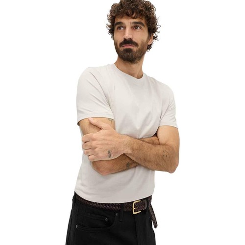 M&S Mens Regular Fit Pure Cotton Crew Neck T-Shirt, L, Beige thumbnail 4