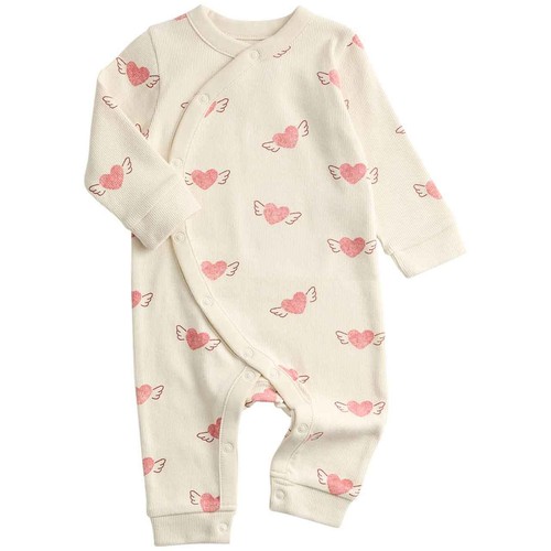 M&S Heart Print Sleepsuit, 9-12 Months. Light Cream thumbnail 2