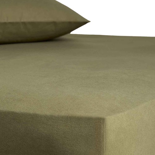 M&S Pure Brushed Cotton Fitted Sheet, King, Olive