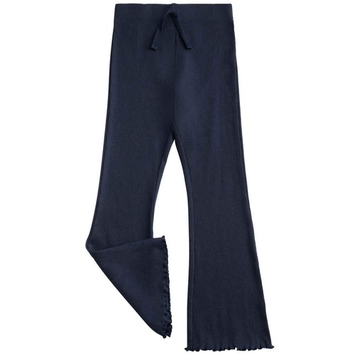 M&S Cotton Rich Ribbed Flared Leggings, 2-3 Years, Navy thumbnail 2