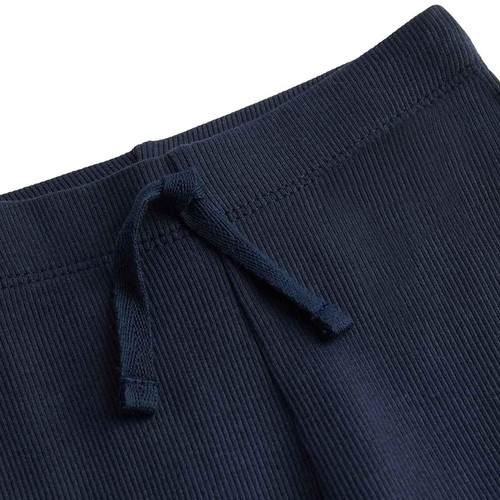 M&S Cotton Rich Ribbed Flared Leggings, 4-5 Years, Navy thumbnail 3