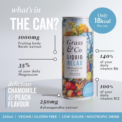 Grass & Co. Liquid RELAX Reishi Nootropic Drink thumbnail 2