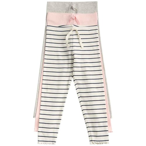 M&S Cotton Rich Striped Leggings, 4-5 Years, Pink thumbnail 2