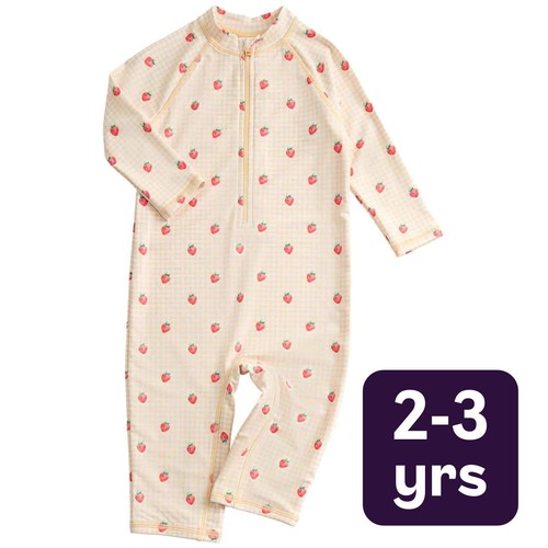 M&S Gingham Long Sleeve Swimsuit, 2-3 Years, Yellow