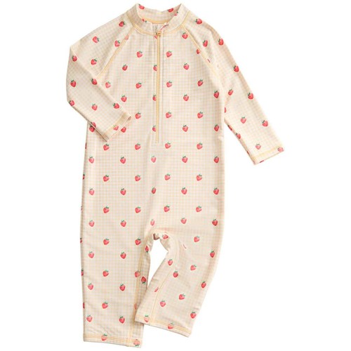 M&S Gingham Long Sleeve Swimsuit, 2-3 Years, Yellow thumbnail 2
