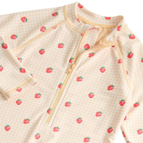 M&S Gingham Long Sleeve Swimsuit, 4-5 Years, Yellow thumbnail 2