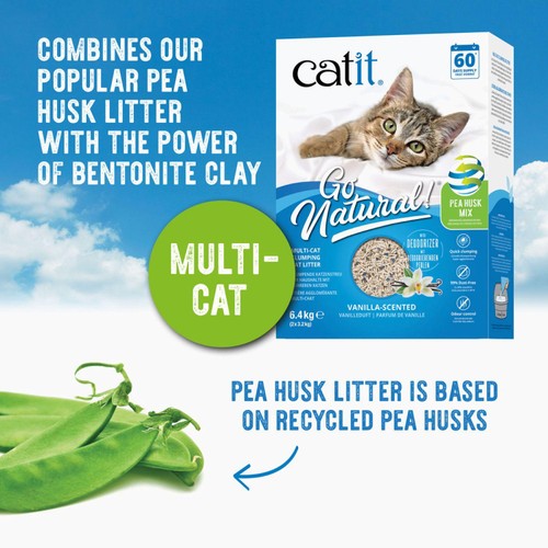 Catit Go Natural Pea Husk Mix Multi-Cat Litter Vanilla thumbnail 5