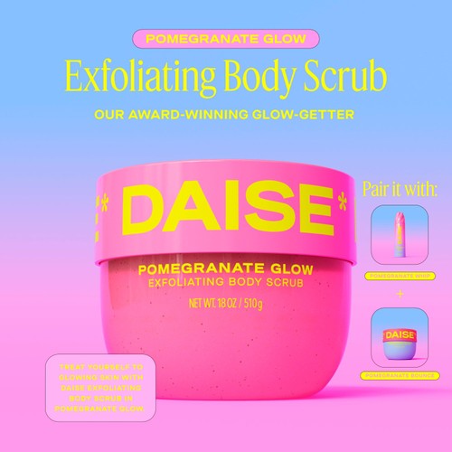 DAISE Exfoliating Body Scrub in Pomegranate Glow, For Soft Glowing Skin thumbnail 6
