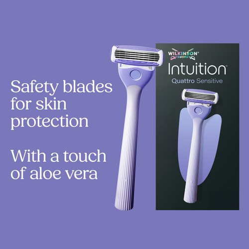 Wilkinson Sword Intuition Quattro Sensitive Women's Razor & 5 Blade Refills thumbnail 2