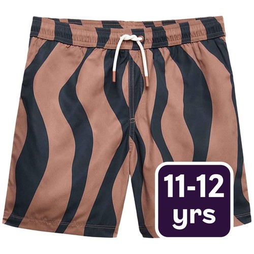 M&S Boys Wavy Patterned Swim Shorts, 11-12 Years, Brown