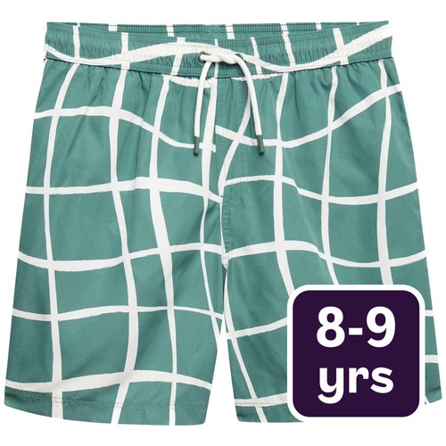M&S Boys Patterned Swim Shorts, 8-9 Years, Green