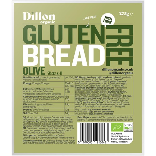 Dillon Organic Olive Gluten Free Bread