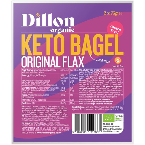 Dillon Organic Keto Bagel Original Flax