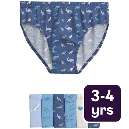 M&S Pure Cotton Dino Briefs, 3-4 Years, Multi