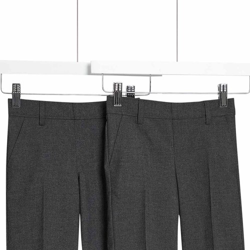 M&S Slim Leg School Shorts, 3-4 Years, Grey thumbnail 2