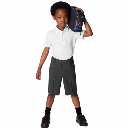 M&S Slim Leg School Shorts, 3-4 Years, Grey thumbnail 5