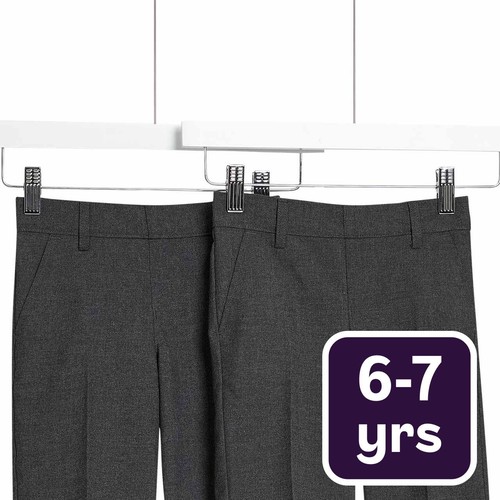 M&S Slim Leg School Shorts, 6-7 Years, Grey