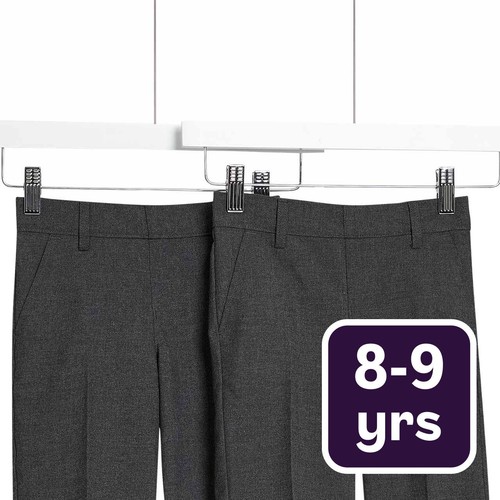 M&S Slim Leg School Shorts, 8-9 Years, Grey