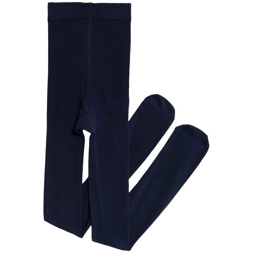 M&S Girls Cotton Rich School Tights, 5-6 Years, Navy thumbnail 3