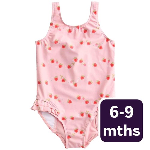 M&S Strawberry Swimsuit, 6-9 Months, Pink