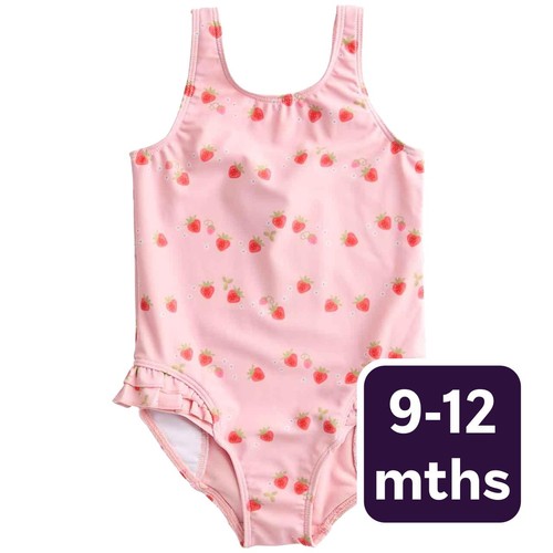 M&S Strawberry Swimsuit, 9-12 Months, Pink