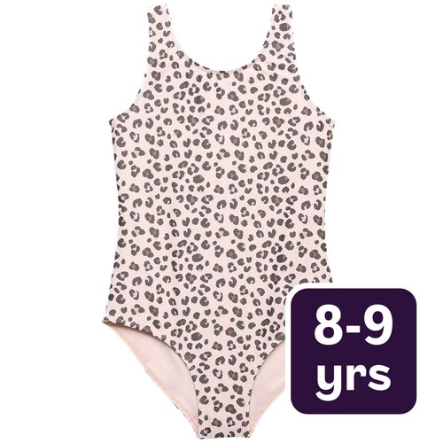 M&S Girls Leopard Swimsuit, 8-9 Y, Multi