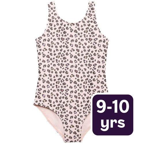 M&S Girls Leopard Swimsuit, 9-10 Y, Multi