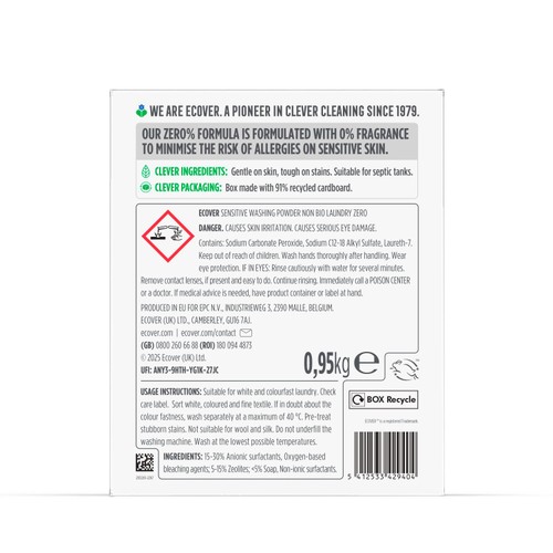 Ecover Concentrated Non Bio Zero Laundry Powder 19 Washes thumbnail 3