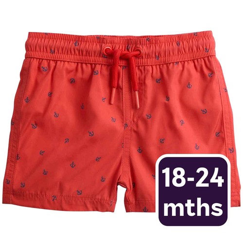 M&S Boys Anchor Swim Shorts, 18-24 M, Red