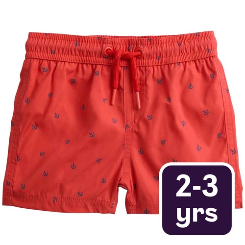 M&S Boys Anchor Swim Shorts, 2-3 Y, Red