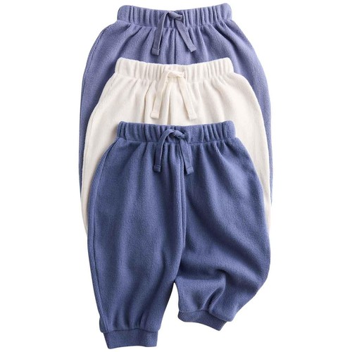 M&S Boys Brushed Waffle Joggers, 3-6 M, Blue Mix thumbnail 2
