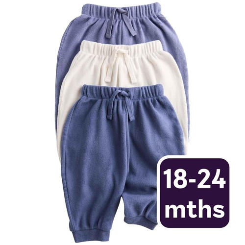 M&S Boys Brushed Waffle Joggers, 18-24 M, Blue Mix
