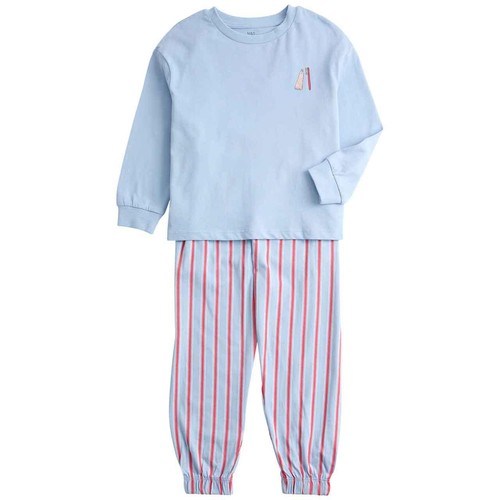 M&S Boys Pure Cotton Graphic Pyjama Set, 3-4 Years, Blue thumbnail 2