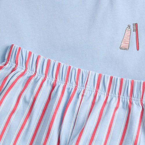 M&S Boys Pure Cotton Graphic Pyjama Set, 4-5 Years, Blue thumbnail 3