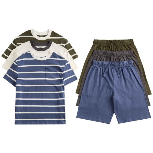 M&S Boys Stripe Waffle Shorties Pyjama Sets, 8-9 Years, Multi thumbnail 2