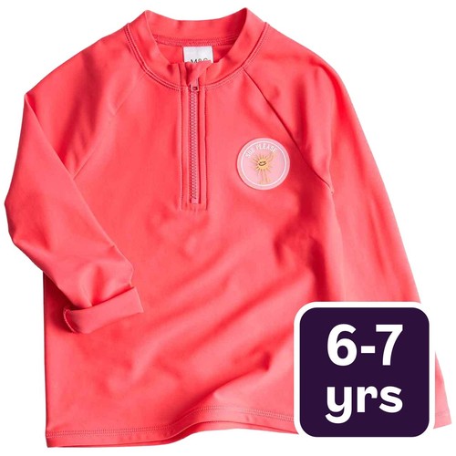 M&S Boys Plain Rash Vest, 6-7 Y, Red