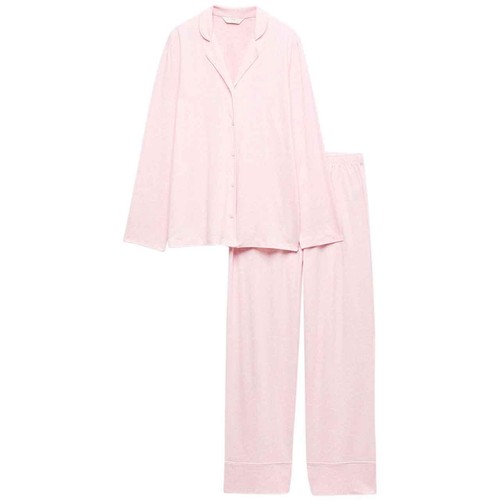 M&S Womens Soft Touch Printed Revere Pyjama Set, Large, Pink Mix thumbnail 2
