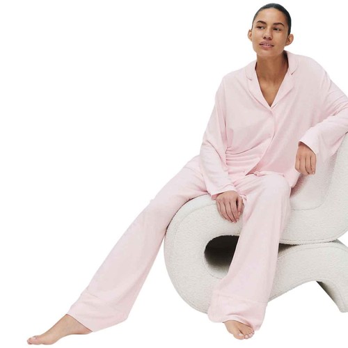 M&S Womens Soft Touch Printed Revere Pyjama Set, Large, Pink Mix thumbnail 5