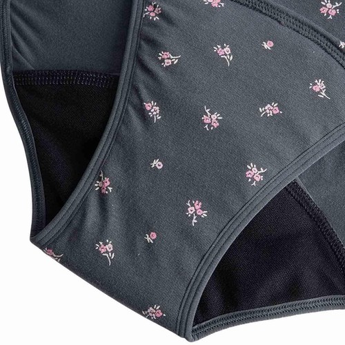 M&S Floral Cotton High Leg Knickers, Size 6, Carbon thumbnail 2