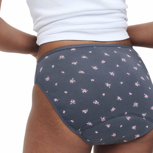 M&S Floral Cotton High Leg Knickers, Size 6, Carbon thumbnail 5