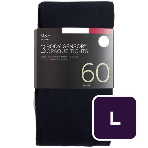 M&S Womens 60 Denier Body Sensor Tights, L, Navy