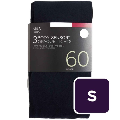 M&S Womens 60 Denier Body Sensor Tights, S, Navy