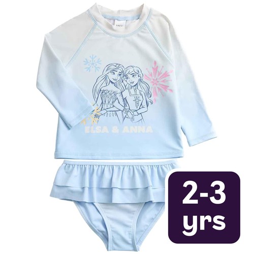 M&S Girls Disney Frozen Long Sleeve Swimsuit, 2-3 Y, Blue