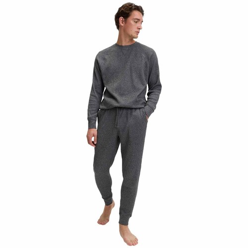 M&S Mens Pure Cotton Waffle Loungewear Bottoms, M, Grey thumbnail 3