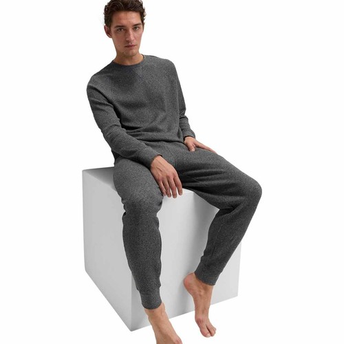 M&S Mens Pure Cotton Waffle Loungewear Bottoms, M, Grey thumbnail 5