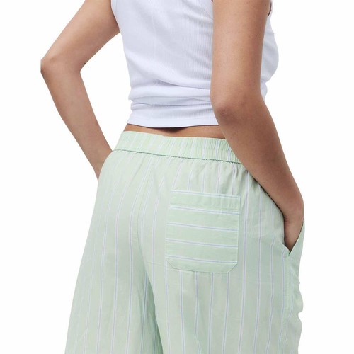 M&S Womens Pure Cotton Striped Wide Leg Pyjama Bottoms, 16, Green thumbnail 3