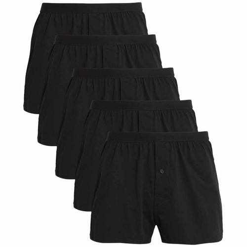 M&S Mens Pure Cotton Cool & Fresh Jersey Boxers, XXL, Black thumbnail 2