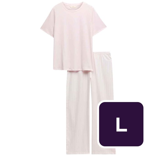 M&S Womens Pure Cotton Pyjama Set, L, Pink