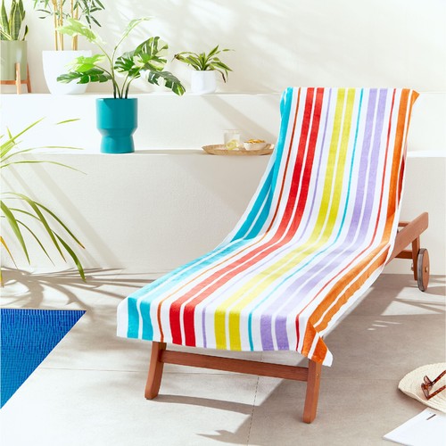 Catherine Lansfield Rainbow Stripe Sun Lounger Towel thumbnail 2