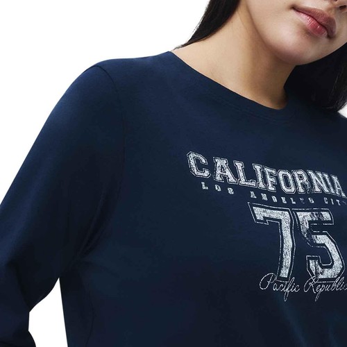 M&S Womens Pure Cotton Printed Long Sleeve Pyjama Set, M, Navy thumbnail 5
